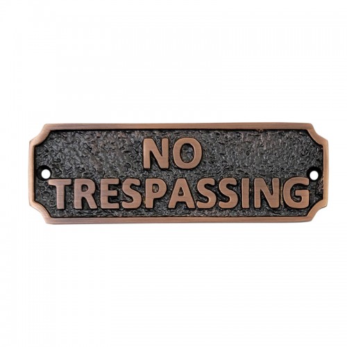 Small No Trespassing Brass Door Sign 